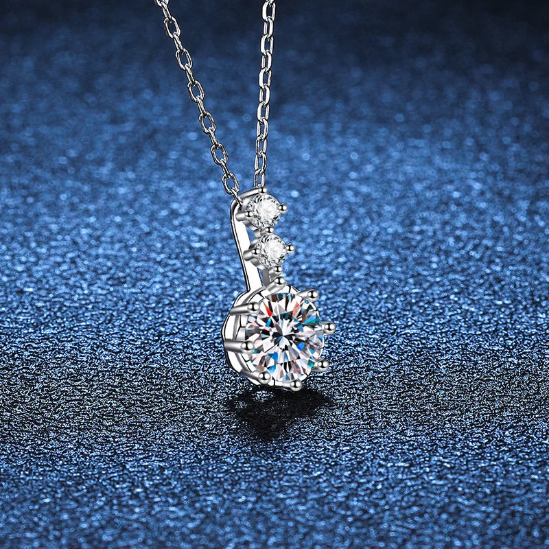 1ct 6.5mm Dカラー モアサナイト ダイヤモンド ペンダント ネックレス 925スターリングシルバー ネックチェーン レディース用 GRAギフト付き
