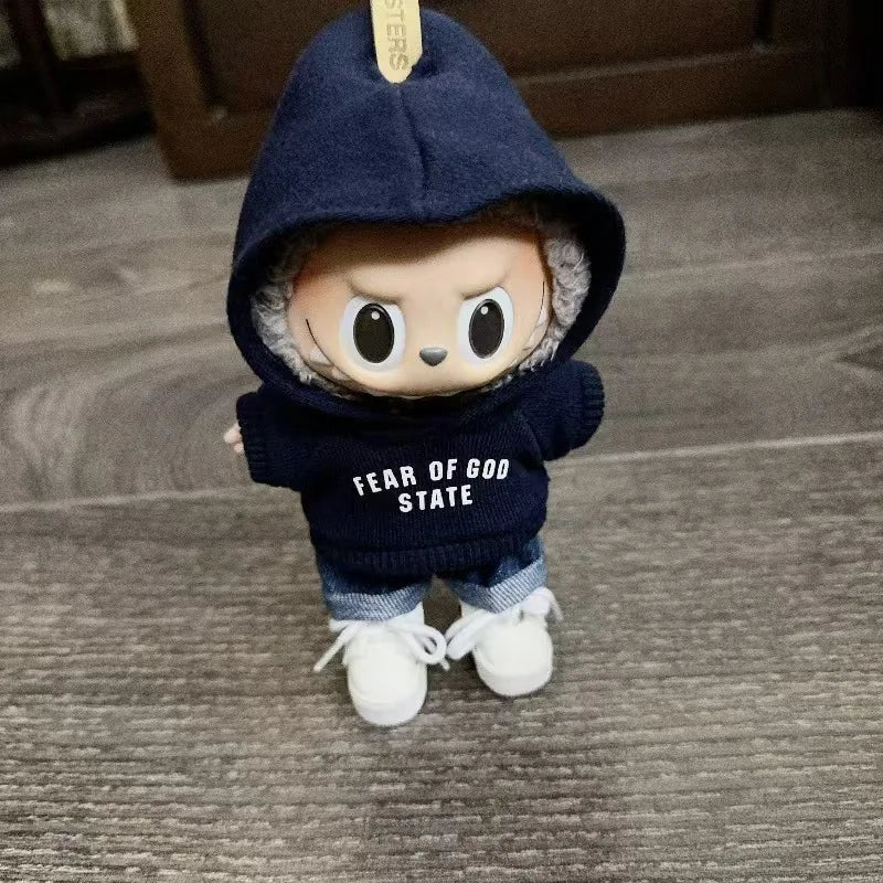 洋服のみ 17cm ペンダント ブラインドボックス Labubu ベビー服 キーチェーン Labubu ドール プリントセーターセット