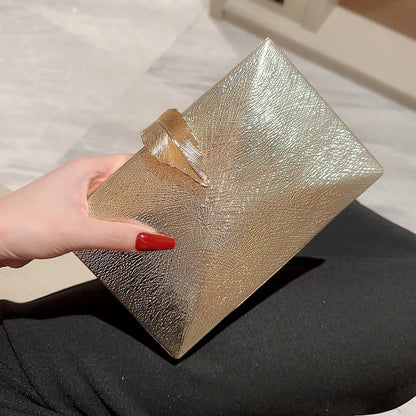 2024 Metallic Party Clutch Purse Box Shape Evening Bags Gold Silver White Handbag Purses Women Bridal Wedding Metal Clutches Bag