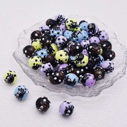 10pcs/bag Acrylic Beads Fashion Hand Drawn Cartoon Painting Loose Beaded DIY Handmade DIY Bracelets Mobile phone chain Bead Pen