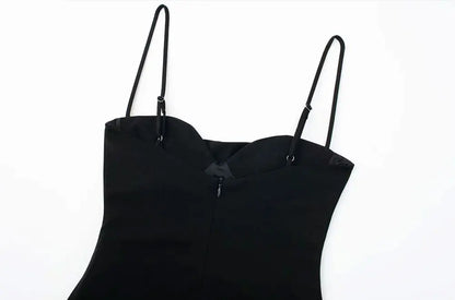 TRZA Women Sexy Fashion With Sweetheart Neck Draped Bodysuits Backless Zipper Thin Straps Female Playsuits Mujer
