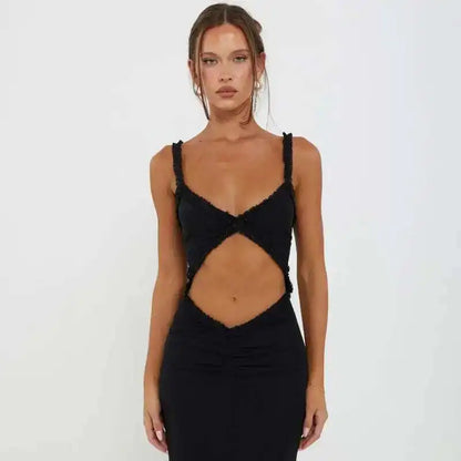 Giyu Sexy Evening Club Party Dresses Women 2025 Summer Sleeveless Backless Hollow Out Maxi Long Dress Elegant Bodycon White Robe