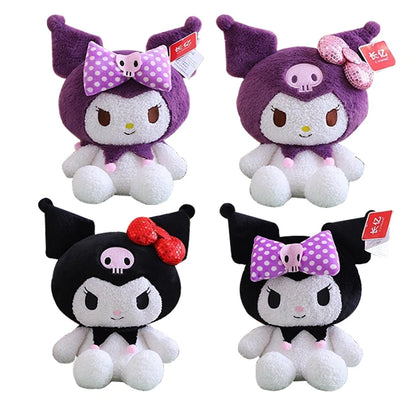 22CM Authentic Sanrio Kuromi Plush Doll Black Purple Cutecartoon Doll Girl Children's Toy Birthday Christmas Gift