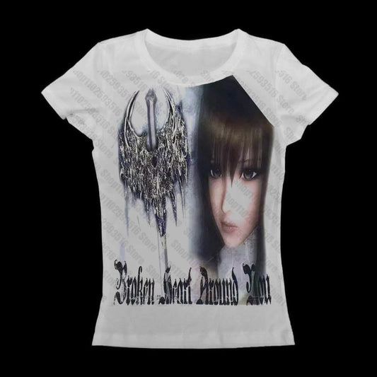 Woman T-shirts Baby Tees Y2k Clothes Women Crop Top Women 90s Clothes Vintage Female Clothing Trashy Y2k 2000s Tops Gothic Kpop