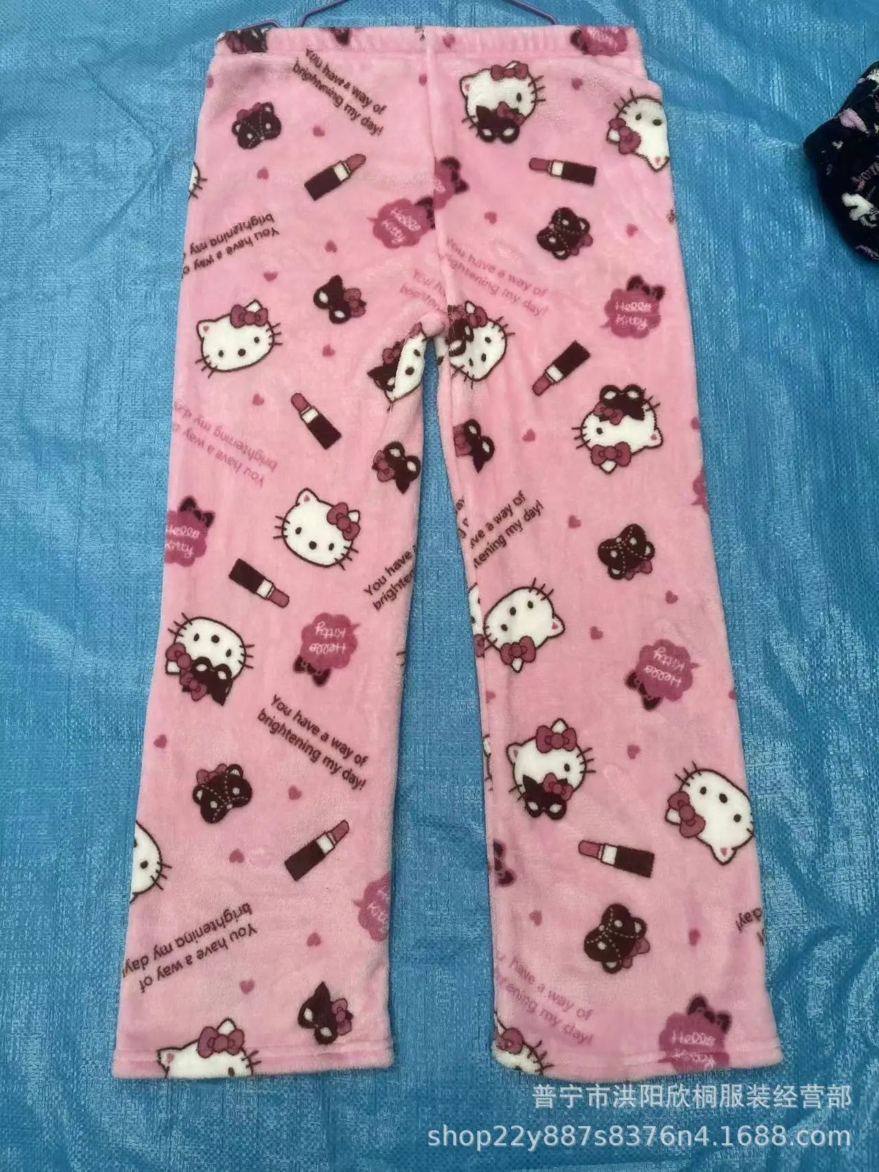 2024 New Sanrio Hello Kitty Kuromi Flannel Pajamas Warm Pants Female Winter Fleece Casual Homewear Pants Leisure Wear Girl Gift
