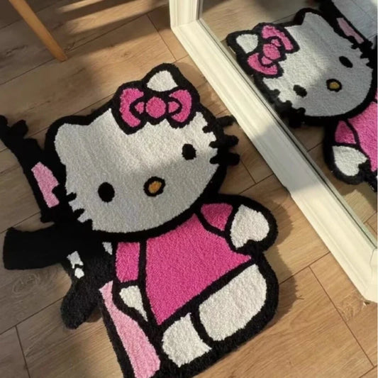 Cartoon Hello Kitty Plush Floor Mat Bathroom Door Absorbent Cute Non-slip Foot Mat Imitation Cashmere Carpet Bedside Decoration