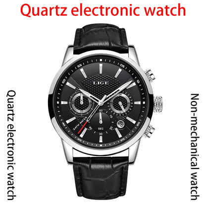 LIGE Brand Classic Mens Retro Watches Automatic Mechanical Watch Tourbillon Clock Genuine Leather Waterproof Military Wristwatch