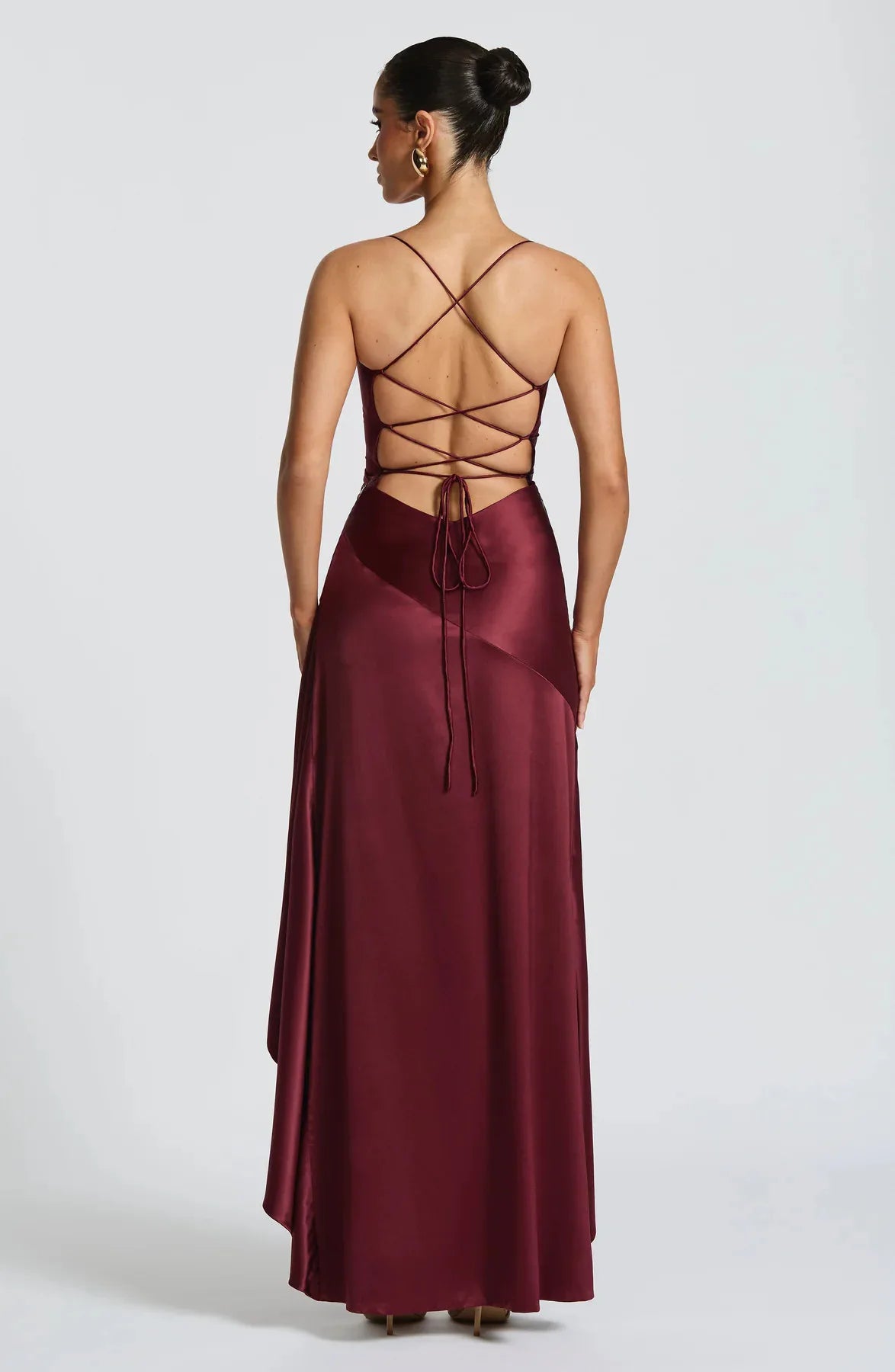 Articat Elegant Spaghetti Strap Satin Split Maxi Dress Women Sexy Backless Bodycon Party Evening Dress Summer Holiday Beachwear