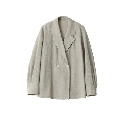 CHIC VEN Women's Blazer Solid Casual Long Sleeve Jacket Texture Thin Suit Coat Shorts Office Lady Tops 2023 Summer New Fashion