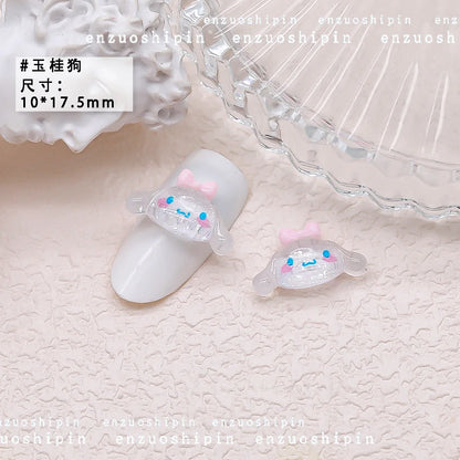 50Pcs Nail Charms Set - Oversized 3D Kuromi & Pochacco Resin Decor for Bold Kawaii Nail Art