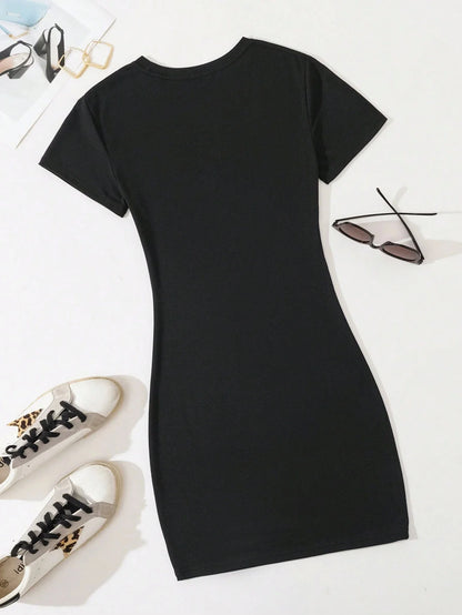 Plus Size Women's Bodycon Dress Short Sleeve Round Neck Casual Ronaldo 7 Graphic Printed Summer Fashion Breathable Dress