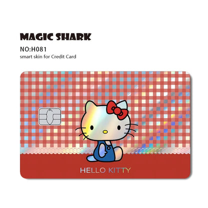 ホットセール Hello Kitty Kuromi ホログラフィックレーザー光沢フィルムスキンカバーステッカー（デビット・クレジットカード・銀行カード用）