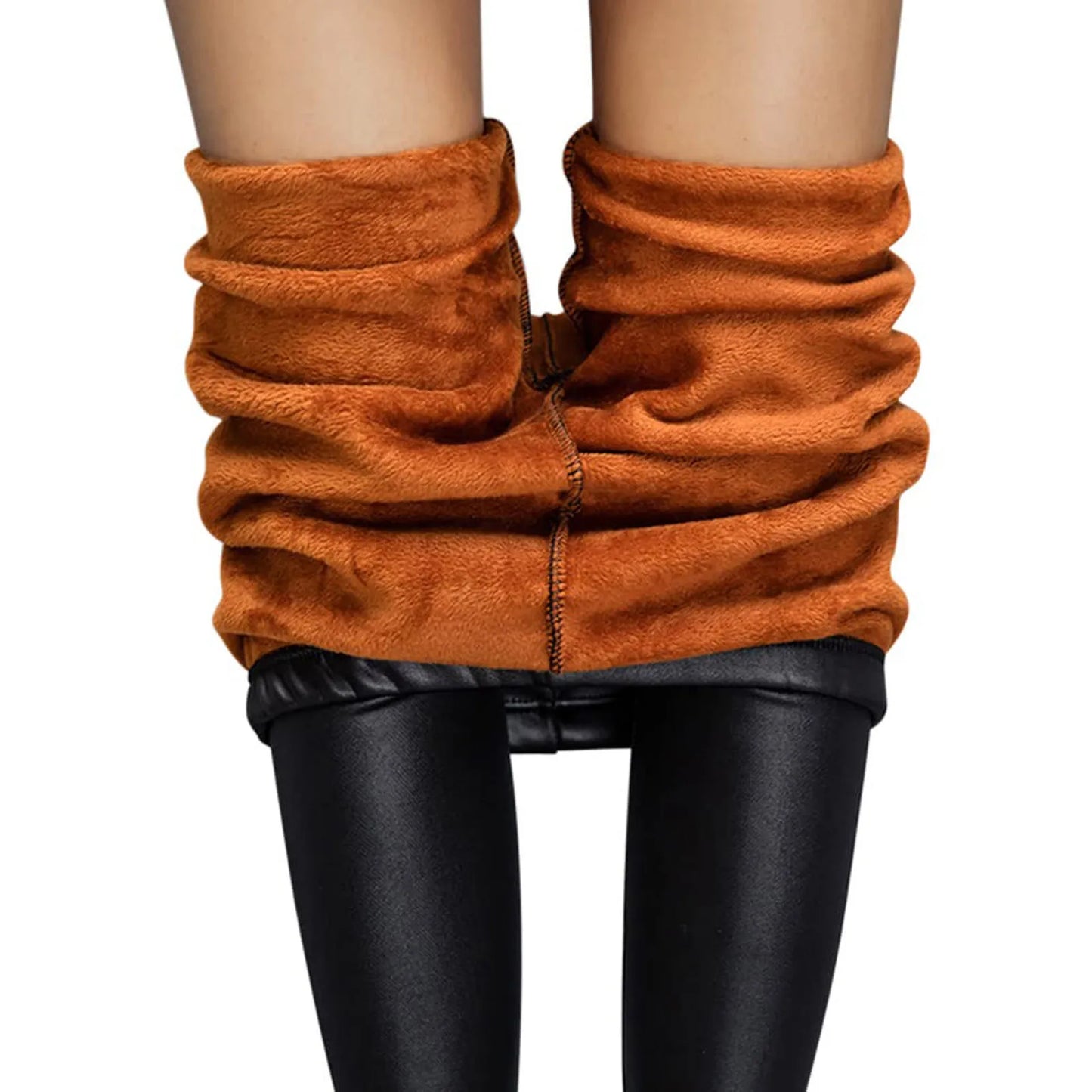 1 Piece Women'S Oversized Skinny-Looking Winter Tight-Fitting Leather Leggings With Small Feet