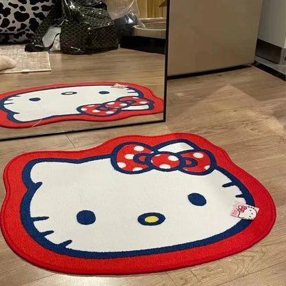 Cartoon Hello Kitty Plush Floor Mat Bathroom Door Absorbent Cute Non-slip Foot Mat Imitation Cashmere Carpet Bedside Decoration