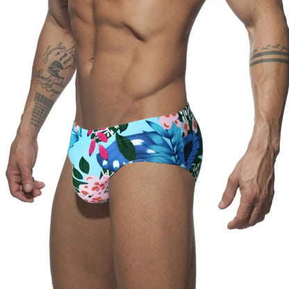 Sexy Floral Print Swimwear Men Beach Shorts Board Surfing Shorts Swimming Trunks Push Up Pad Men Swimsuits Sunga Bathing Suits