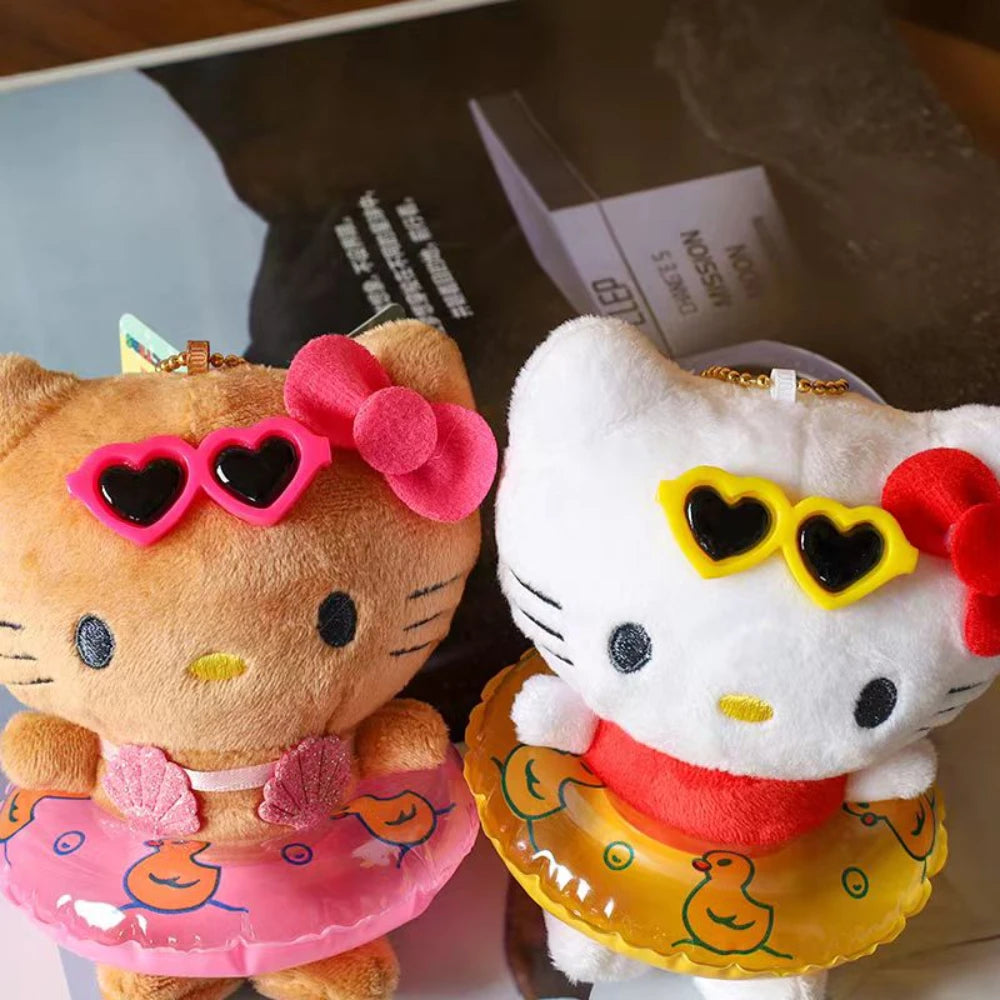 かわいい Sanrio Hello Kitty スイミングサークル ぬいぐるみ おもちゃ カートゥーン Kt キャット ハワイアンスタイル バックパック飾り 女の子向けギフト