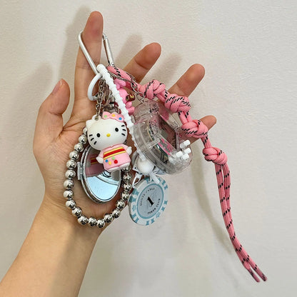 Sanrios Hellokittys Keychain Kawaii Cute Action Figure Rabbit Plush Key Chain Doll Pendant Bag Charm Accessories Keyring Ins