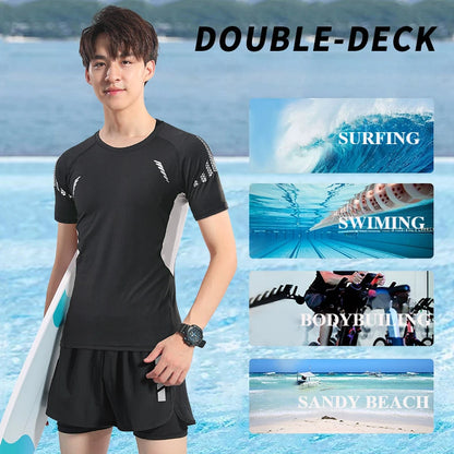 2025 Summer Men's 1-2 Piece Suits Separates Swimsuit Set Anti Embarrassment Swimming Trunks Surfing Beach Wear Sports Clothes