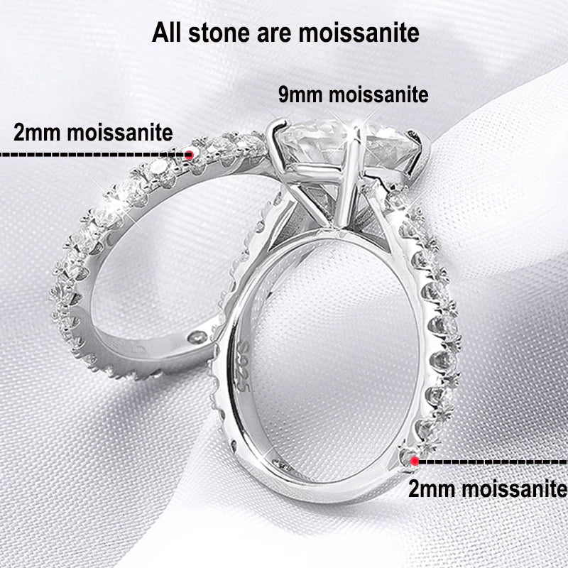 Smyoue 18k Plated 0.6-4.2CT All Moissanite Rings for Women Sparkly Luxury Wedding Diamond Band 100% 925 Sterling Silver Jewelry