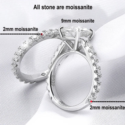 Smyoue 18k Plated 0.6-4.2CT All Moissanite Rings for Women Sparkly Luxury Wedding Diamond Band 100% 925 Sterling Silver Jewelry