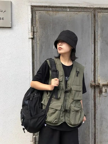 Loose ex Oversized keted Workwear Vest Street Sle Spor Svel Jaet for Men And Women Summer Casual Wear