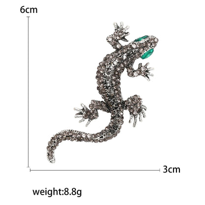 Rhinestone Chameleon Brooch for Women Unisex Enamel Lizard Pin Banquet Party Backpack Gifts Jewelry Accessories