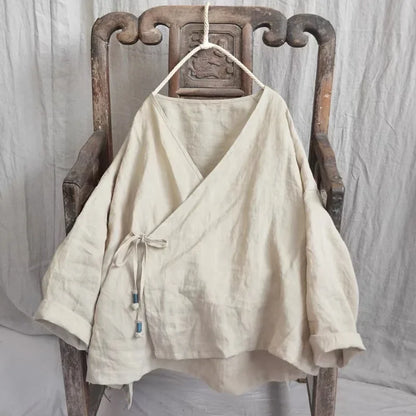 THHONE Fashion Woman Blouse 2024 Autumn Blusa Mujer Long Sleeve Korean Loose Women's Shirts Cotton Linen Solid Lace-up Camisas