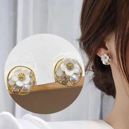 925 Silver Needle Korean Fashion Bowknot Tulip Earrings For Women Jewelry 2025 Trending New Women's White Flower Earrings Brinco