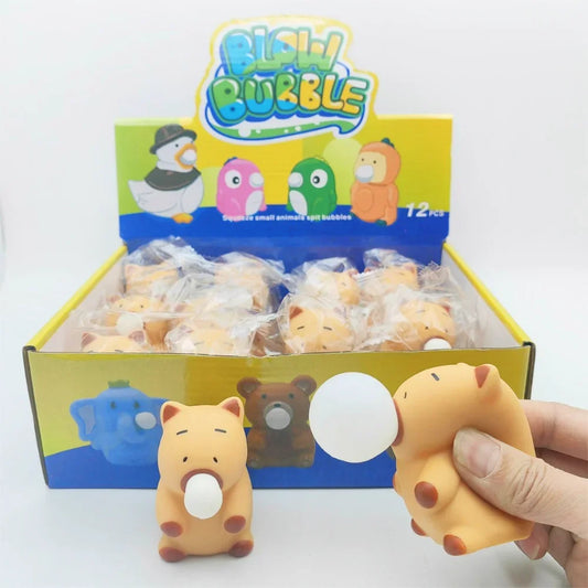 New Funny Capybara Squeeze Toy Blowing Bubbles Stress Relief MIni Vent Toys Soft New Release Anxiety Toy Unique Gifts