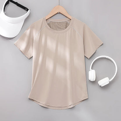 DRUR ヨガトップス スポーツウェア レディース ジムシャツ 通気性 速乾 半袖 ワークアウト Tシャツ ジョガー ランニング Tシャツ ヨガウェア 新作