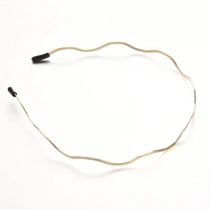 2025 New Fashion Women Gold Metal Wave Bending Hairbands Geometric Thin Headbands Elegant Headdress For Daily Party