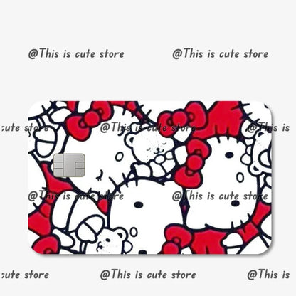 Sanrios Hello Kittys Kuromi Credit Card Skin Stickers for Bank Card Bus Anime Rilakkuma Metro Card Sticker Waterproof Girls Gift