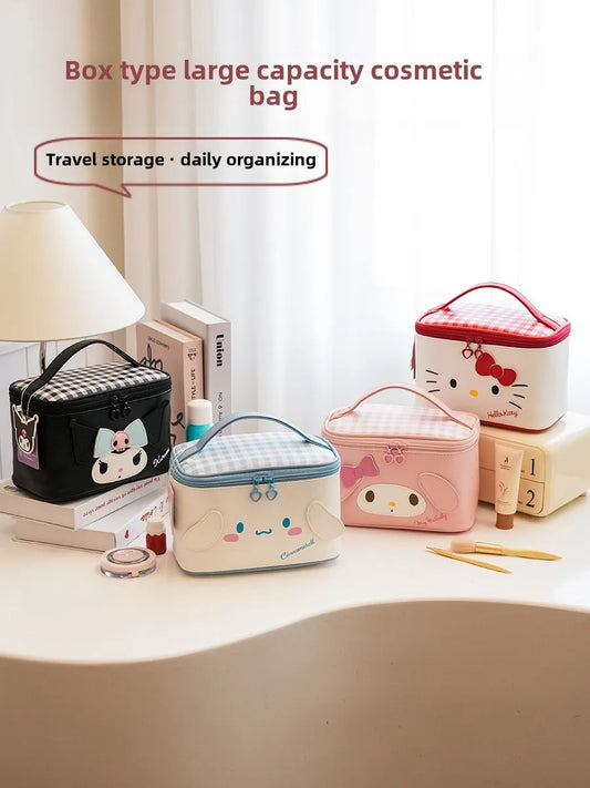 Sanrio Kuromi Hello Kitty Cinnamoroll シンプルでかわいいキャラクター メイクポーチ 大容量 高い美観 旅行用ポータブル収納バッグ