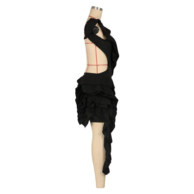 Sexy Off the Shoulder Backless Party Dresses Women Evening Celebrity Ball Gown Dress Birthday Nightclub Ruffles Prom Mini Dress