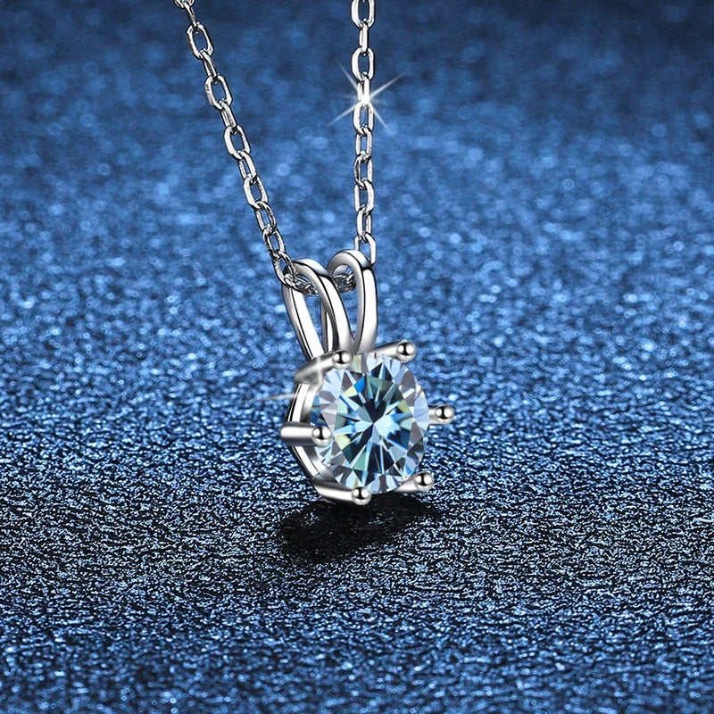 Tezzc 1CT Sparkling Luxury Moissanite Lab Diamond Pendant Necklace for Women 925 Sterling Silver High Quality Fine Jewelry