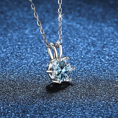 Tezzc 1CT Sparkling Luxury Moissanite Lab Diamond Pendant Necklace for Women 925 Sterling Silver High Quality Fine Jewelry