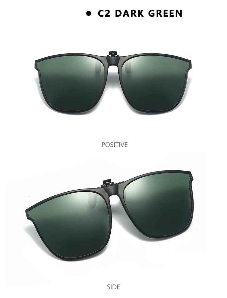 Polarized Clip On Sunglasses Men Car Driver Goggles Night Vision Glasses Anti Glare Vintage Square Glasses Oculos