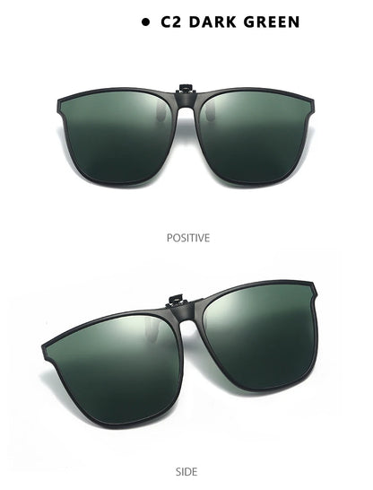 Polarized Clip On Sunglasses Men Car Driver Goggles Night Vision Glasses Anti Glare Vintage Square Glasses Oculos