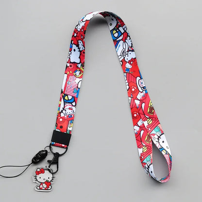 Cute Sanrio Characters Cosplay Accessories Cartoon Neck Strap Lanyard with Phone Strap and Card Holder
