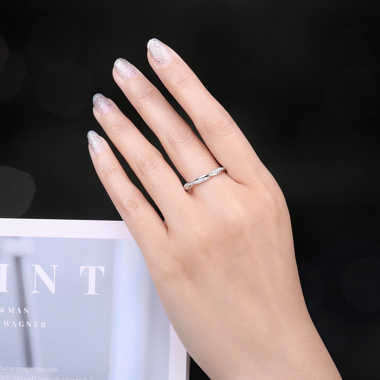 JewelryPalace Moissanite D Color Love Rope Infinity 925 Sterling Silver Stackable Band Ring for Woman Yellow Rose Gold Plated