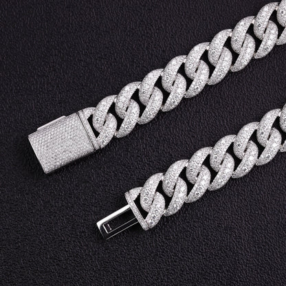 プロヴァンス モアサナイト キューバンチェーン ネックレス メンズ用 S925シルバー 厚さ18mm マイアミキューバンリンク チョーカー レディース ヒップホップ カスタムジュエリー
