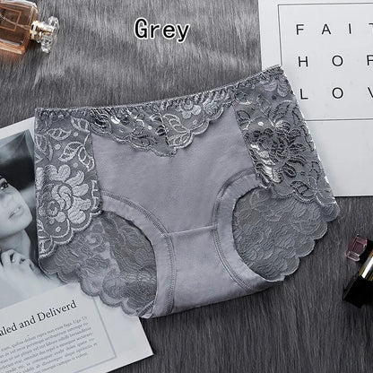 Women's Cotton Underwear Panties Sexy Lace Mid-Waist Hollow Female Briefs Hip Lift Underpants for Lady Lingerie Нижнее Белье