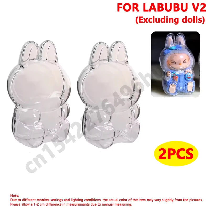 Labubu V1/V2/V3用透明保護カバー ポータブル収納ケース 防塵ディスプレイバッグ オーガナイザードールアクセサリー