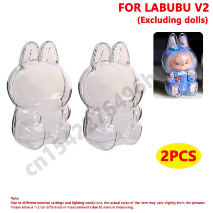 Labubu V1/V2/V3用透明保護カバー ポータブル収納ケース 防塵ディスプレイバッグ オーガナイザードールアクセサリー