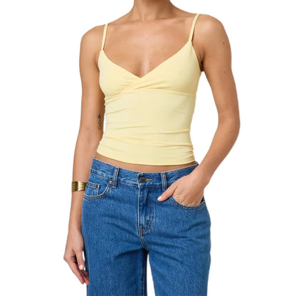 Y2k Clothes Women's Summer Cropped Cami Tops Sleeveless Open Back V Neck Solid Color Slim Fit Tank Tops