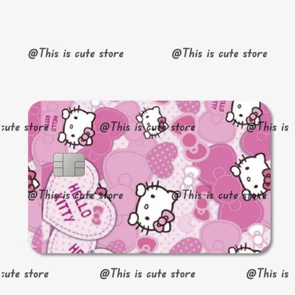 Sanrios Hello Kittys Kuromi Credit Card Skin Stickers for Bank Card Bus Anime Rilakkuma Metro Card Sticker Waterproof Girls Gift