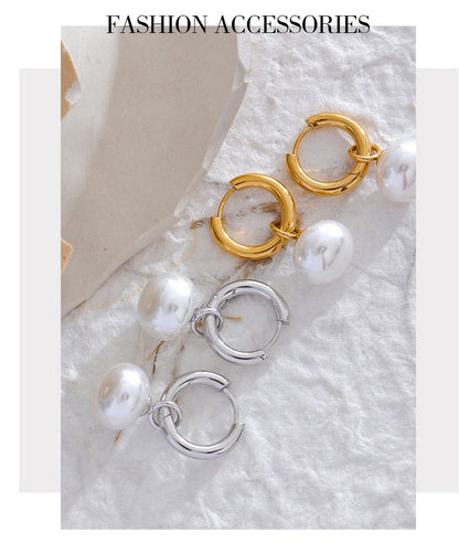 High Quality Imitation Pearl Pendant Alloy Gold Korean Earrings Ornaments Fashion Jewelry Women Gift