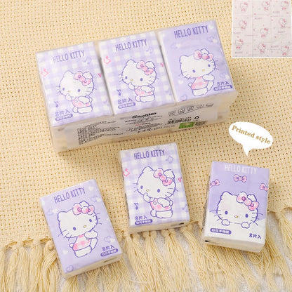 9pcs Sanrio Tissue Kawaii Hello Kitty Cartoon Printed Handkerchief Cute Girl Portable Toilet Paper Girly Birthday Gift