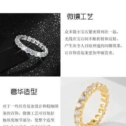 925シルバー モアサナイト 2.2CT ヒップホップリング 電気めっき18Kゴールド プラチナ 精巧なファッション ライトラグジュアリーデザイン レディースリング