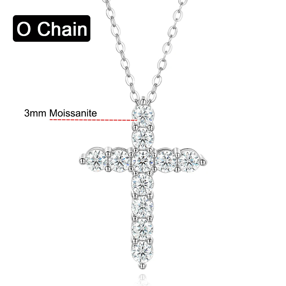 3mm 4mm 5mm モアサナイト クロス ネックレス GRA認定 S925シルバー ジーザス ペンダント ネックチェーン レディース エンゲージメント ブライダル ファインジュエリー
